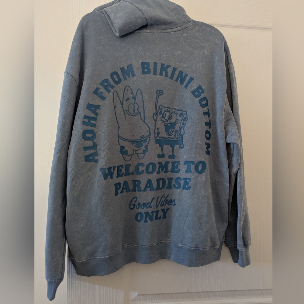Nickelodeon Spongebob Blue Mineral Wash Hoodie - Picture 3 of 8